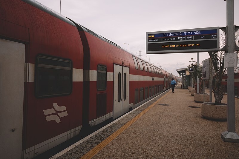 A train travels on tracks in Israel