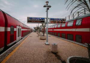 A train travels on tracks in Israel